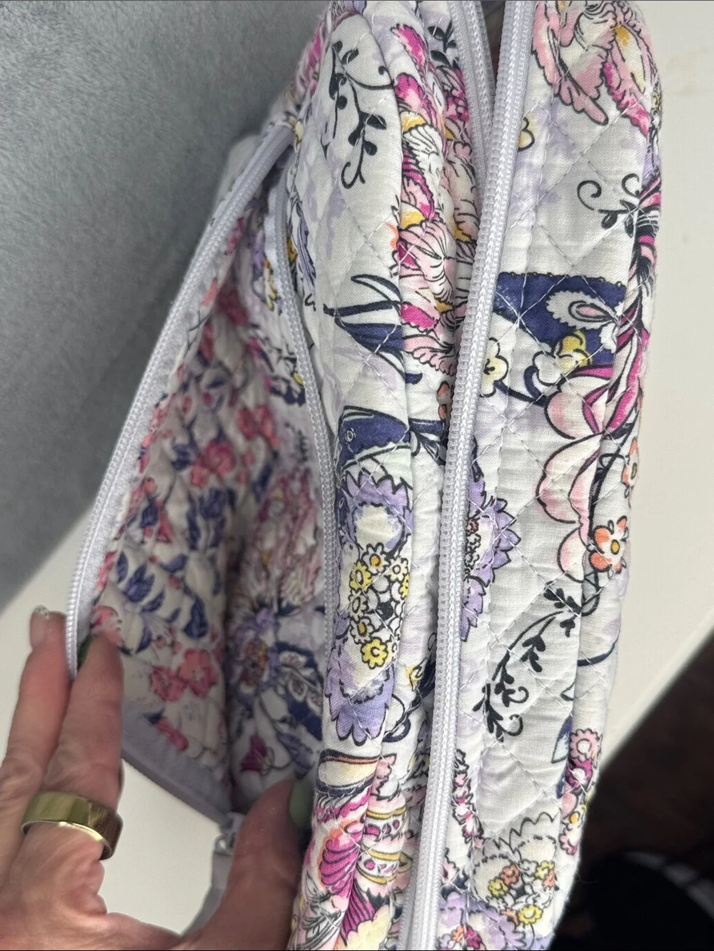 Vera Bradley Quilted Floral Cosmetic Bag - Pink & Lavender